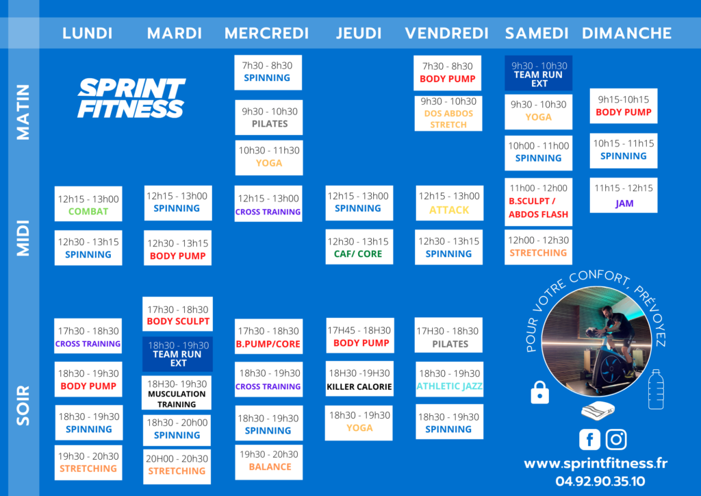 Planning Cours Collectifs SPRINT Fitness